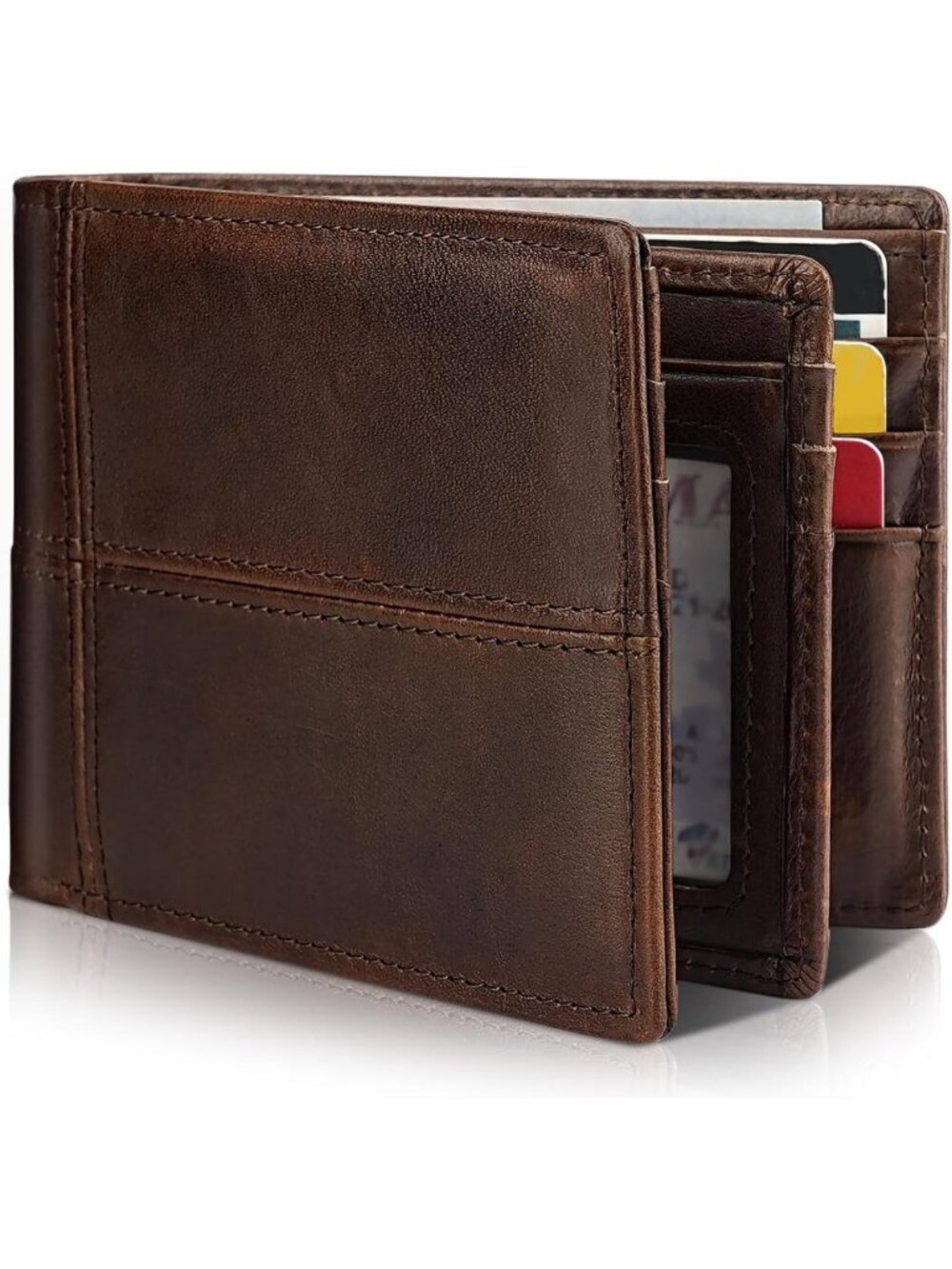 Genuine Leather Bifold Wallet for Men | RFID Blocking, 13 Card Holders, Gift Box